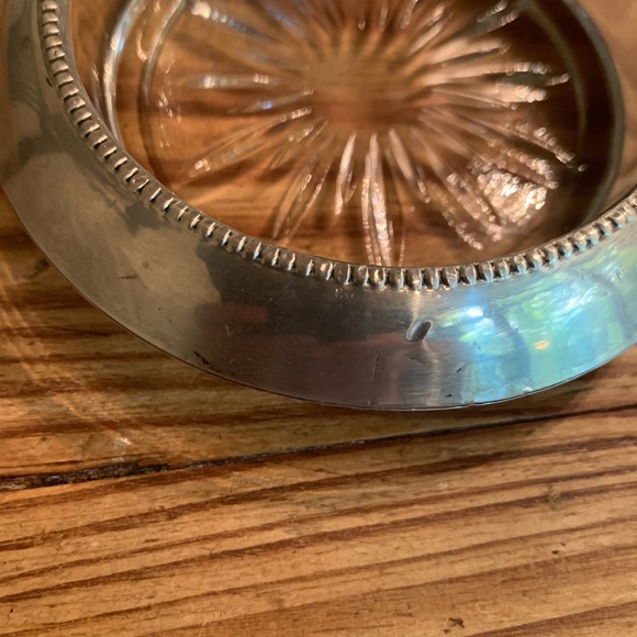 4 Sterling silver and glass Frank M. Whiting 04 Pat Pending coasters - Picture 10 of 13